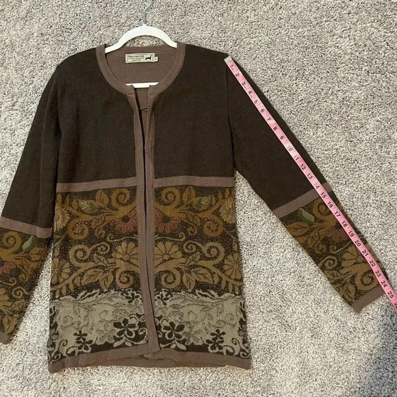 Peruvian Link Cardigan Sweater Womens Small Brown Alpaca Open Front - Picture 8 of 8